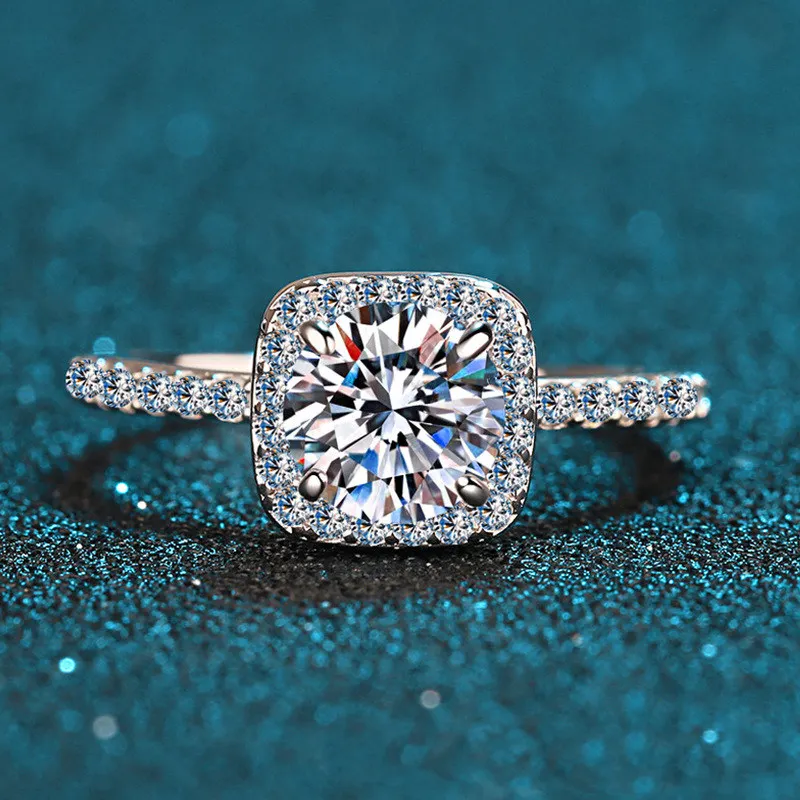 

inbeaut Classic Princess Square Moissanite Ring Excellent Cut 1 ct Pass Diamond Test D Color Moissanite Rings Engagement Jewelry