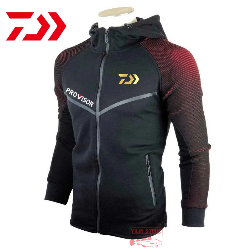 

2021 Men Breathable Running CyclingFishing Jacket Zipper Fishing Clothing DAIWA Spring Autumn Hooded Fishing Sport Jacket Coat