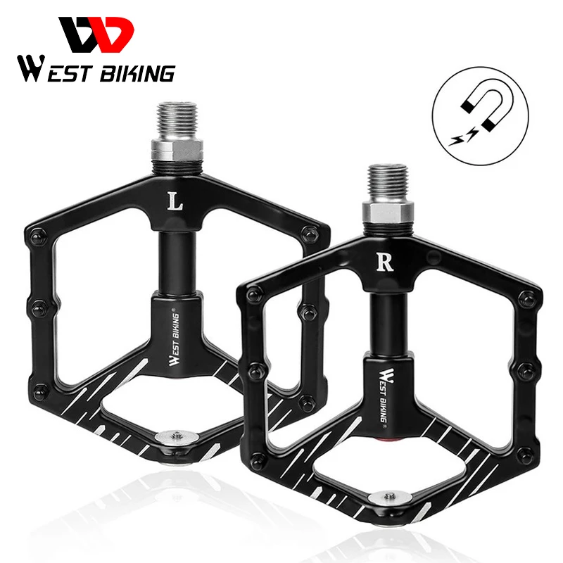 

WEST BIKING 9/16" Bike Pedals 3 Sealed Bearings Aluminium Alloy Flat Bicycle Pedals Ultralight Magnet Design MTB Cycling Pedals