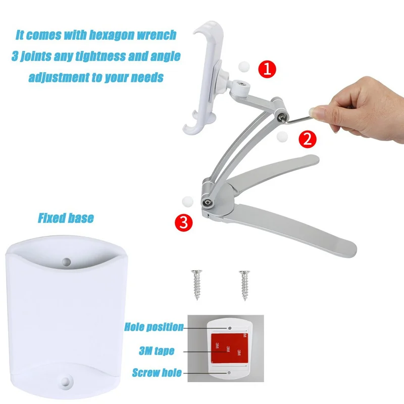 aluminum kitchen desktop phone tablet holder stand 2 in 1 wall mount adjustable 12 5 19cm width tablet phone mount for ipad free global shipping