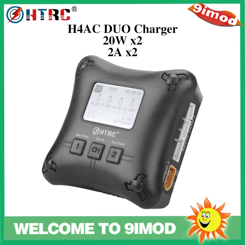 

Горячая Распродажа HTRC H4AC DUO 20 Вт x2 2A x2 мини портативное RC мини зарядное устройство для 2-4s Lipo Зарядка батареи с адаптером переменного тока EU/US ...