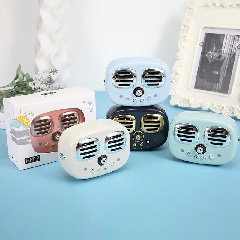 Мини-динамик Bluetooth HM12 в стиле ретро со смайликом беспроводной громкий динамик с