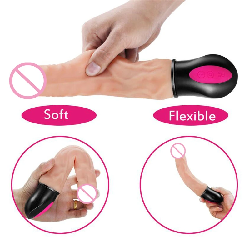 12 Режимов нагрева реалистичный фаллоимитатор вибратор мягкий силиконовый пенис