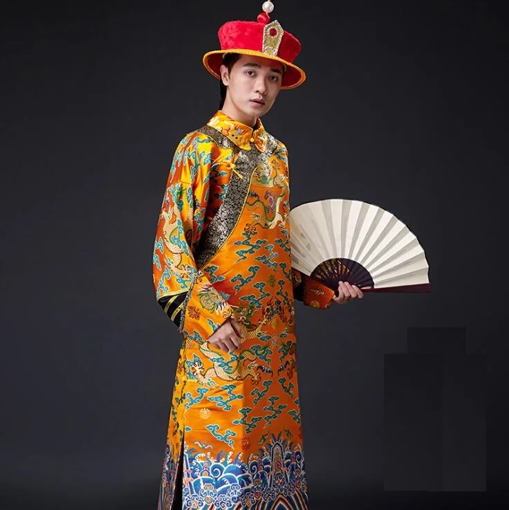 

Chinese emperor Crown prince of Qing Dynasty Ancient costume film and television dragon imperial yellow robe Longpao photo