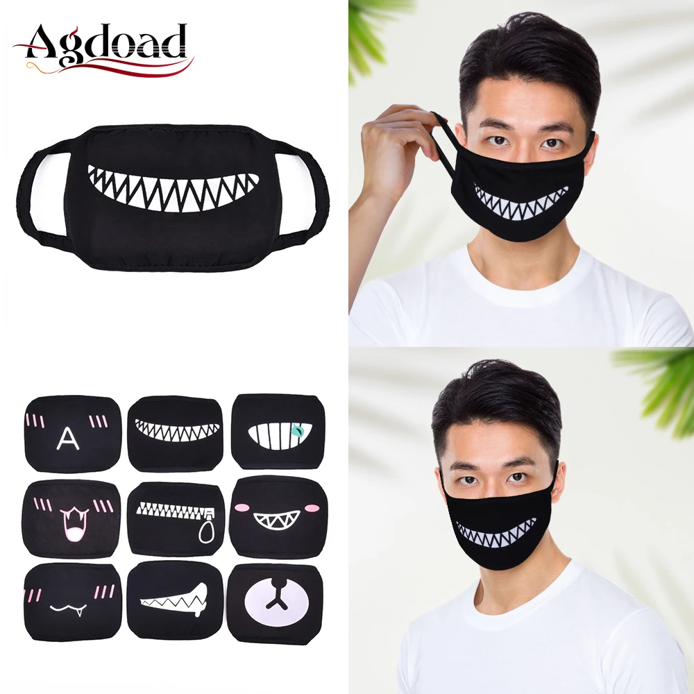 9 шт. моющаяся Пылезащитная маска для лица с рисунком аниме Kpop Lucky Bear для женщин и мужчин Хлопковые маски со ртом для лица дети черный