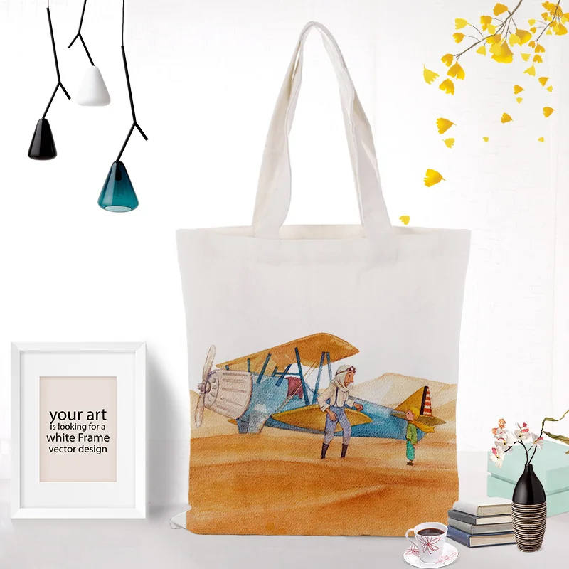PRINCE60 Сумка-тоут, сумка для покупок, текст, сделай сам, Маленький принц, Холщовая Сумка, повседневное использование, пользовательский принт, логотип, эко многоразовая утилизация - Цвет: PRINCE60