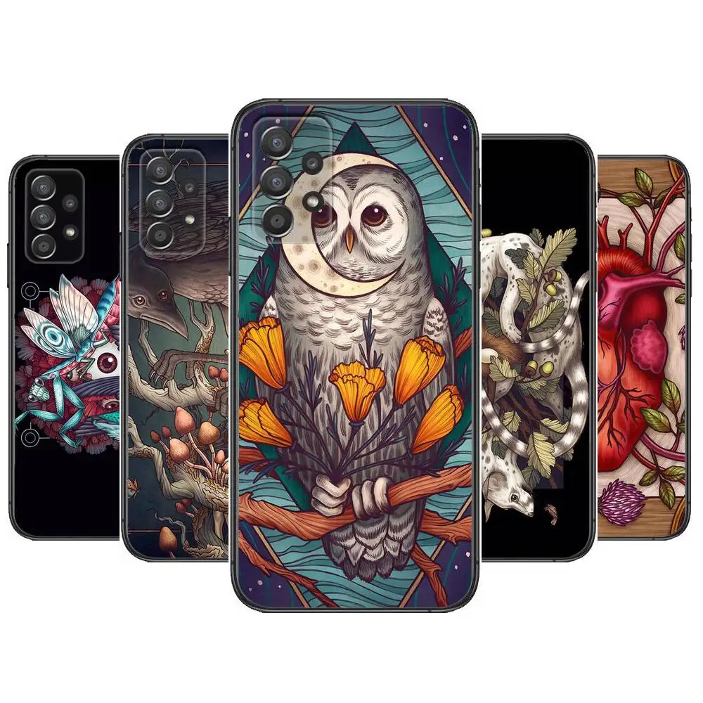 

Artistic animal style Phone Case Hull For Samsung Galaxy A70 A50 A51 A71 A52 A40 A30 A31 A90 A20E 5G a20s Black Shell Art Cell C