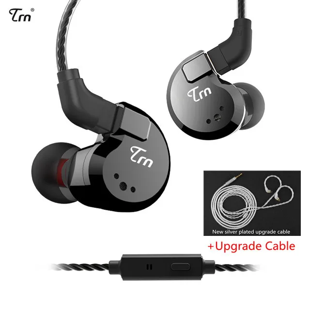TRN V80 2DD 2BA гибридные наушники-вкладыши Hi-Fi Monito спортивные наушники для бега наушники со съемным кабелем ZST V30 ES4 24h - Цвет: black mic silver