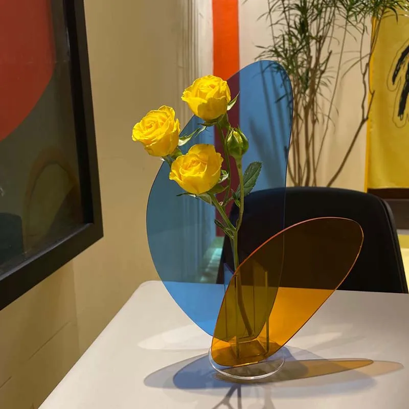 

Acrylic INS Style Geometric Dried Flower Vase Living Room Mandrel Decoration Ornaments