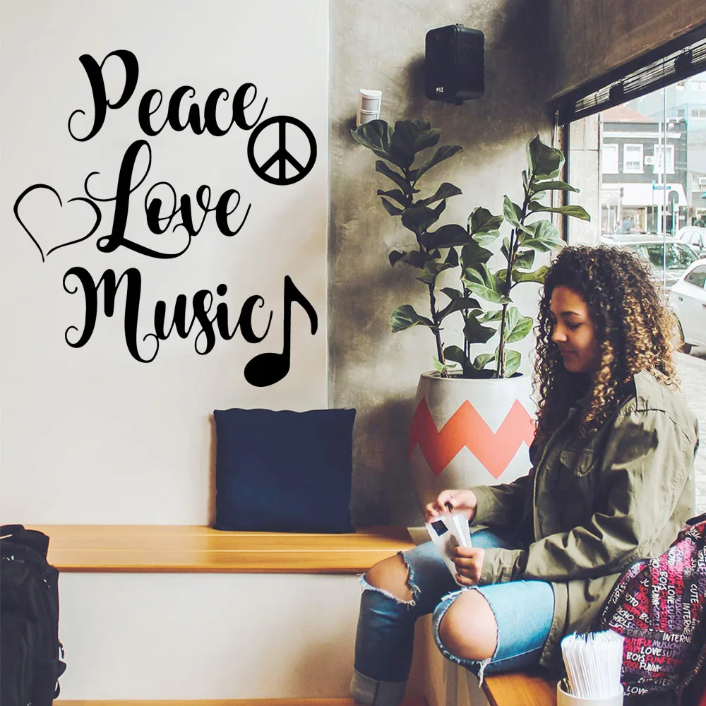 Забавная любовь мира музыка Цитата наклейки на стену декор для гостиной