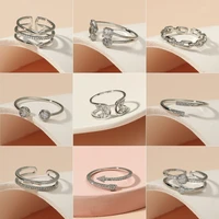 open adjustable ring specially designed for women silver multilayer open ring heart shape open ring prom banquet gift for friend