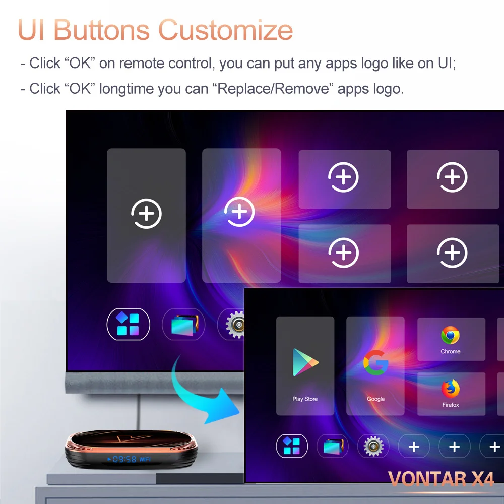 ТВ-приставка VONTAR X4 Android 11 Amlogic S905X4 4 Гб 128 ГБ 32 64 1000 м двойной Wi-Fi 4K 60fps AV1 Google Player Youtube
