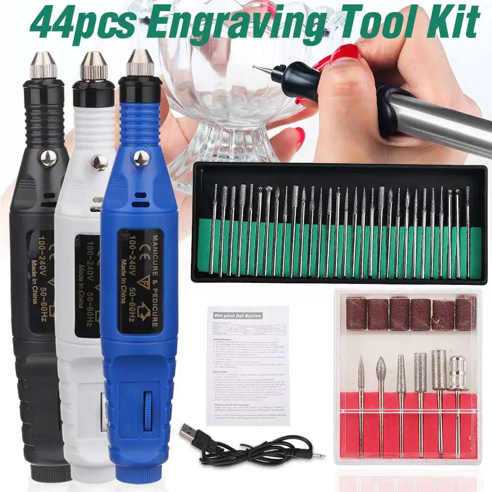 

44pcs USB Rechargeable Electric Grinder Drill Rotary Tools Accessories DIY Engraving Carving Pen Polishing Machine