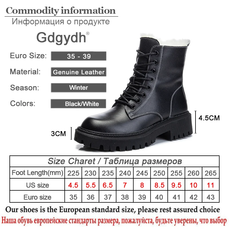 

Gdgydh Thick Plush Winter Boots Women Waterproof Snow Female Genuine Leather Platform Boots Warm Shoes Black White Zipper