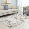 BlessLiving Marble Livingroom Carpet White Grey Golden Area Rug Modern Comfortable Bedroom Carpet Anti-slip Realistic Tapete 1