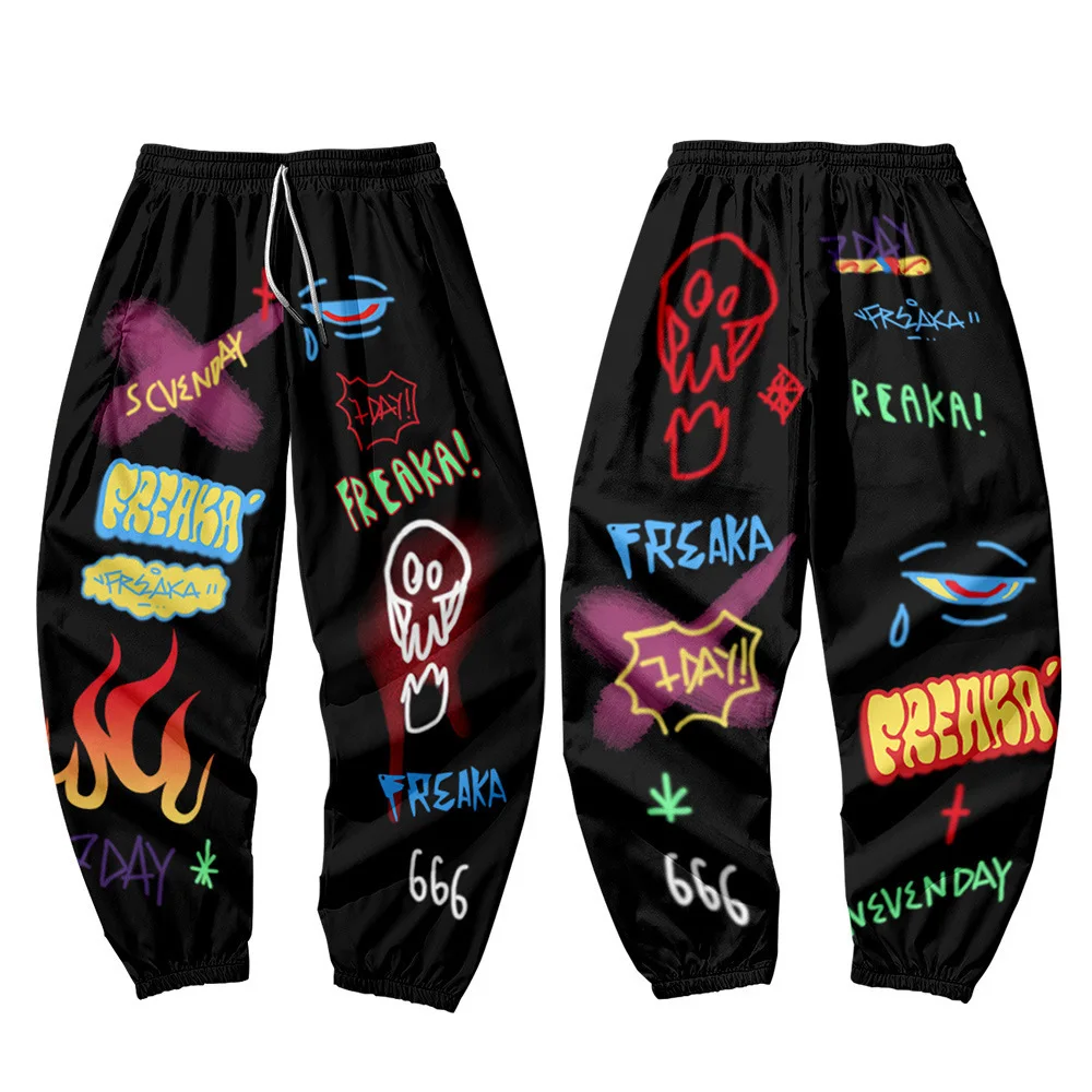 

2021 New Arrival 3D Jogger Pants Manga Color graffiti pattern Women Fashion Hip hop Streetwear Sweatpants
