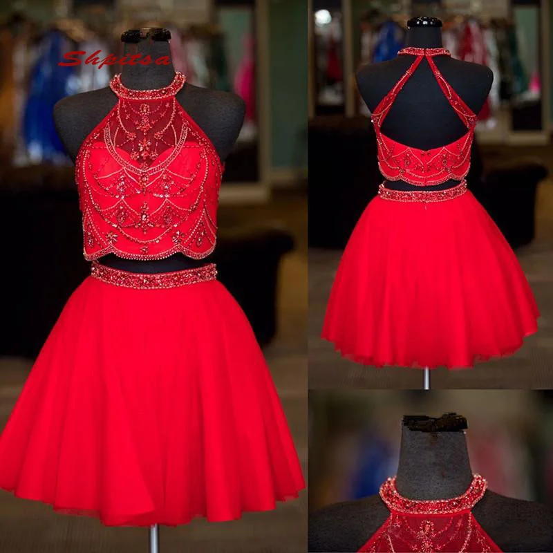 Royal Blue Short Cocktail Dresses Party Sexy Homecoming Graduation Women Prom Plus Size Coctail Semi Formal Dresses - Цвет: Красный