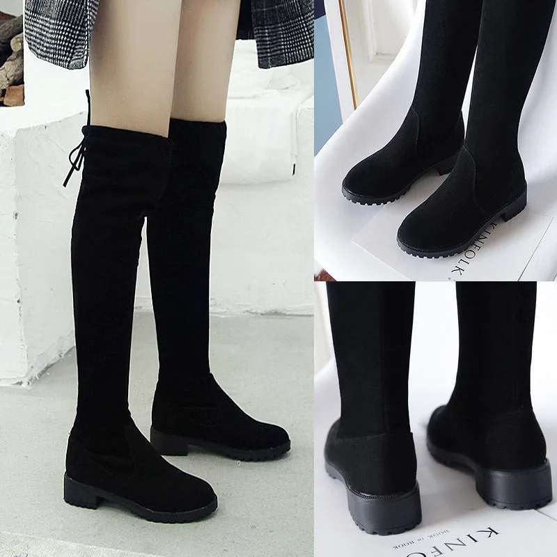 Сапоги до колена qiu dong модный тренд высокие сапоги знаменитостей на тонком