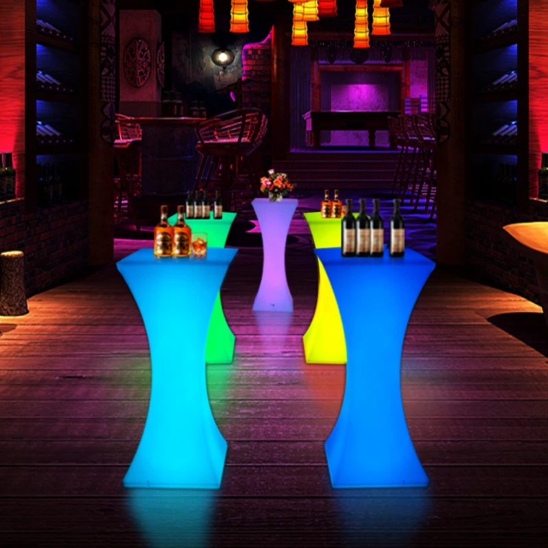 

Открытый Красочный Световой высоких стульях светодиодный барный стол столы и стулья светящаяся Мебель Столы журнальный столик световой ба...