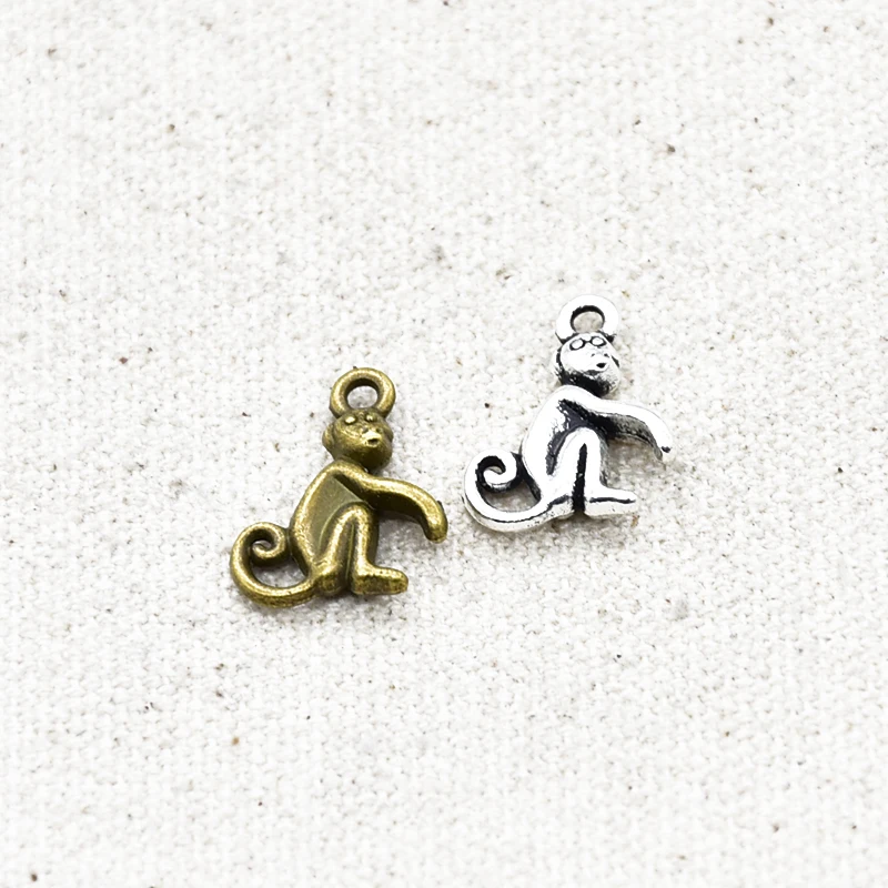 

25 шт. два Цвет кулоны с обезьянкой из сплава в виде металлического Двусторонняя животных подвески для поделок ручной работы ювелирные издел...