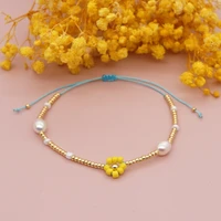 toho rice beads hand woven small daisy beaded bracelet female simple baroque natural freshwater pearl hand jewelry luxury