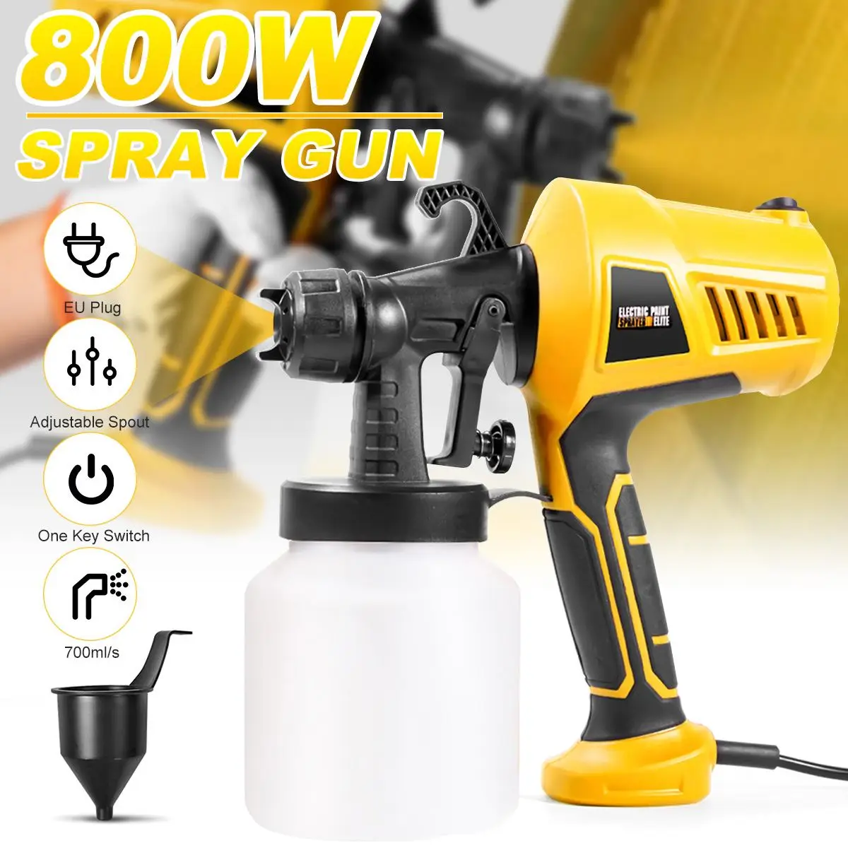 

EU Plug 800W Electric High-pressure Atomizing Spray Gun Portable Formaldehyde Removal Latex Paint DIY Spraying Power Tool