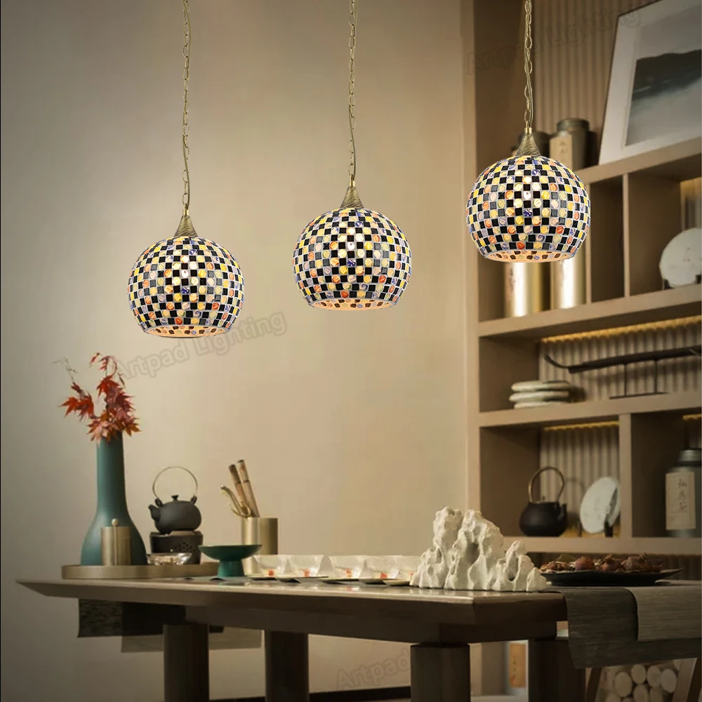 Винтажные подвесные светильники Тиффани мозаика для столовой стеклянные ручной