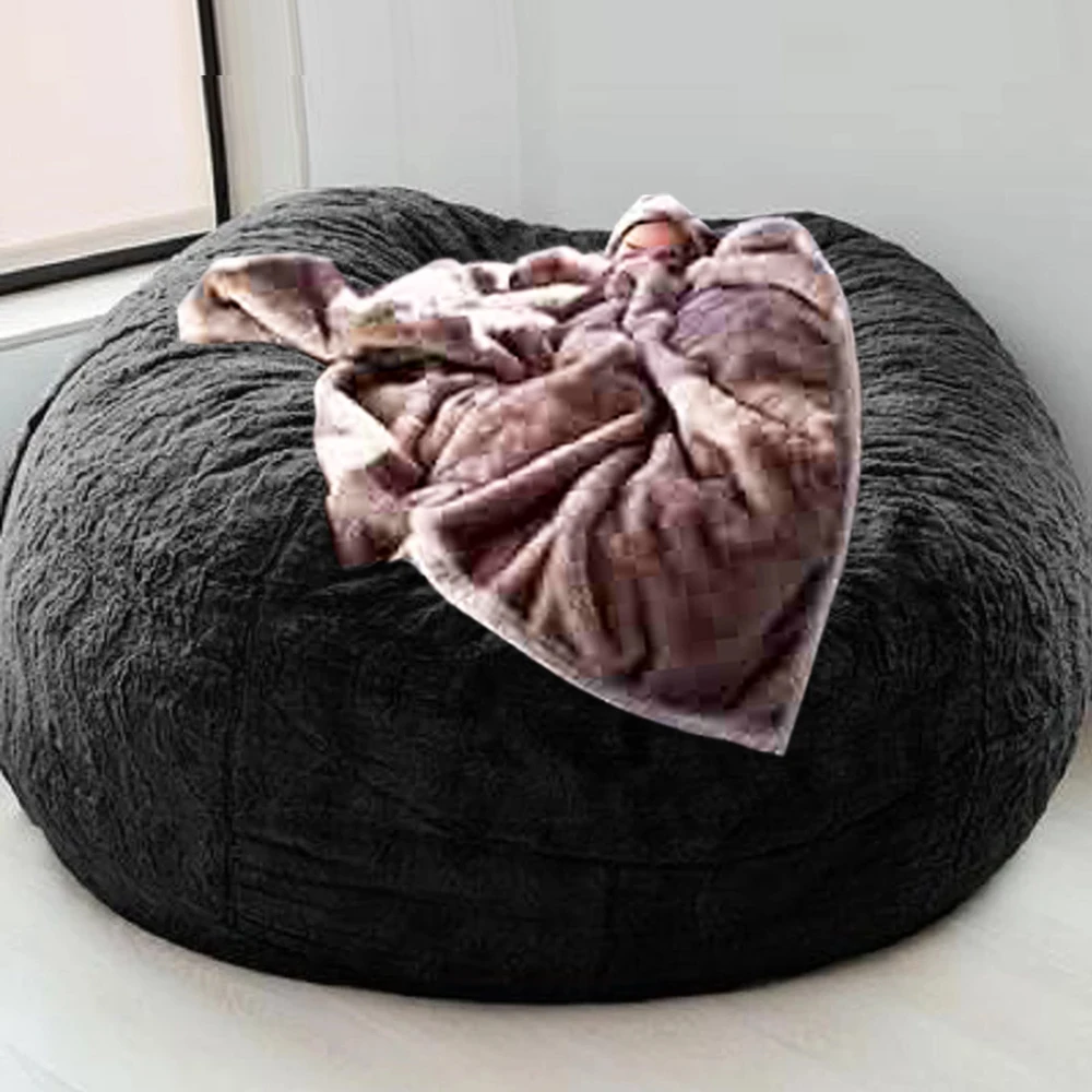 

135cm Dia Giant Bean Bag Sofa No Filler Big Soft Fur Beanbag Bed Puff Floor Seat Futon Lazy Sofa Couch Chair Comfy Recliner Pouf