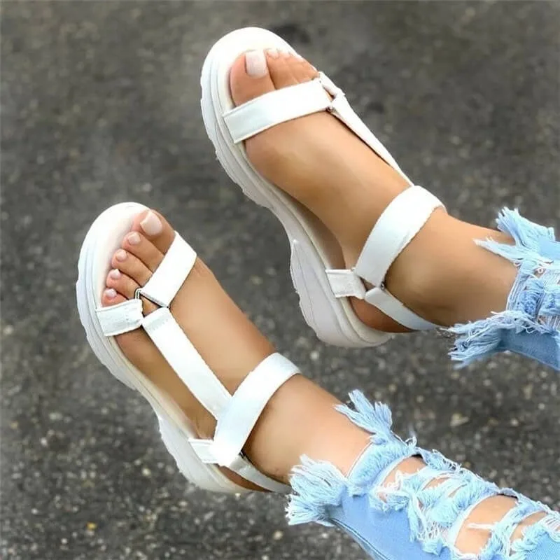 

Women's Sandals Summer New Style Multicolor Thick-soled Flat Sandals Outdoor Open-toe Comfortable Casual Sandals Women's Shoes