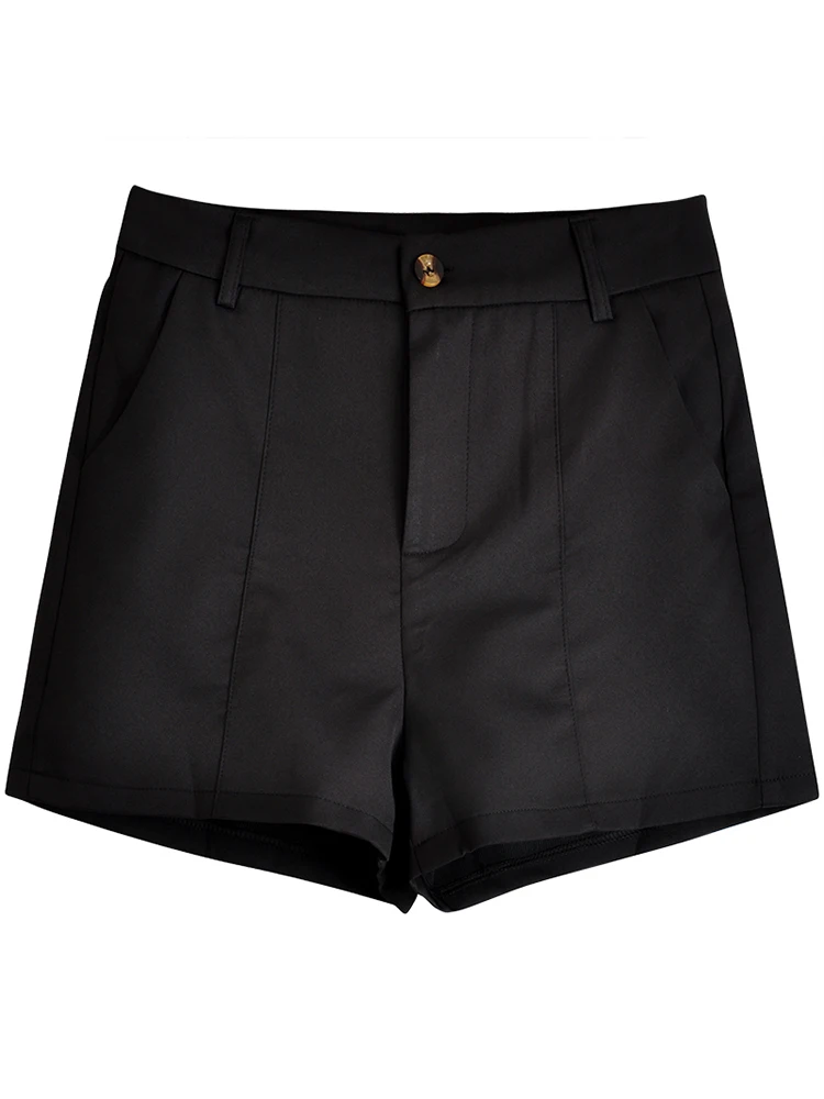 

2021 new Korean loose thin versatile small high waist suit wide leg shorts women's black casual pants