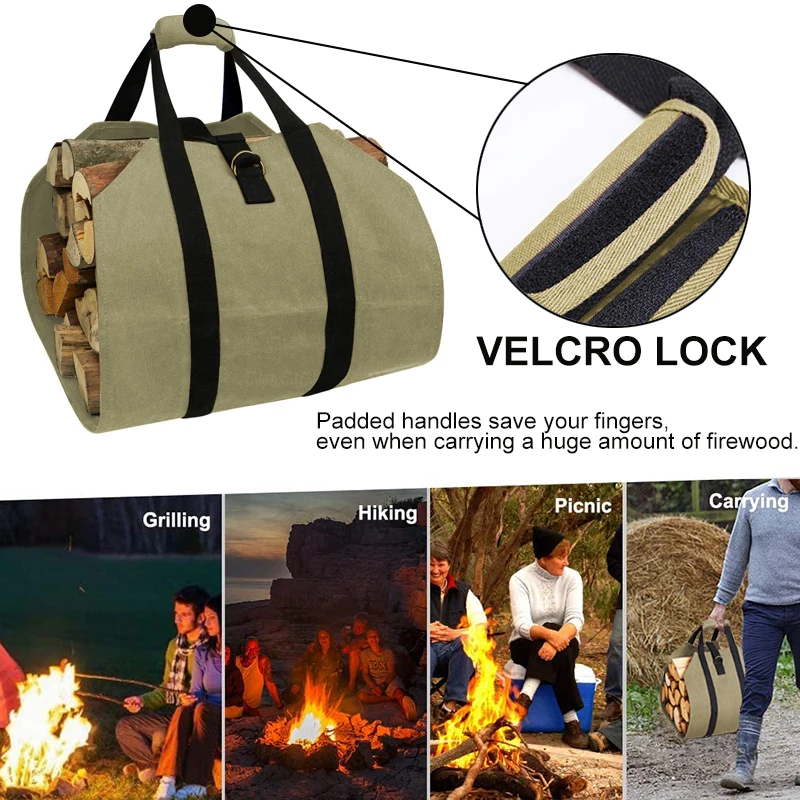 TEENRA вместительная сумка для хранения дров матчей на открытом воздухе Холщовая