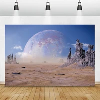 laeacco birthday photo background blue sky white clouds mountains moon earth astronaut newborn photography backdrops photozone