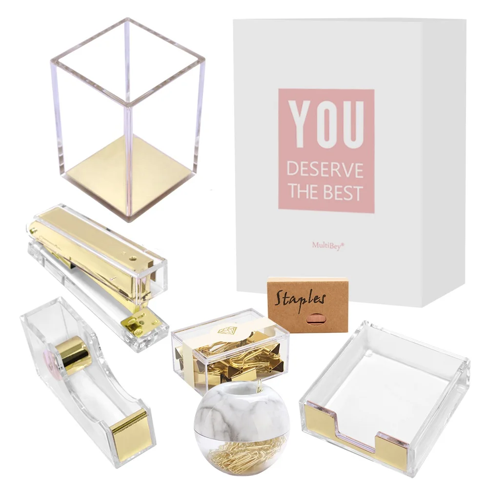 

Набор аксессуаров для настольного офиса 8 в 1, многофункциональный прозрачный акриловый офисный набор