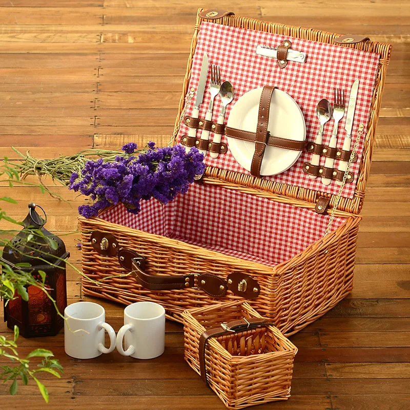 

Wicker picnic basket rattan insulation basket picnic basket ins portable folding storage basket picnic storage bag camping