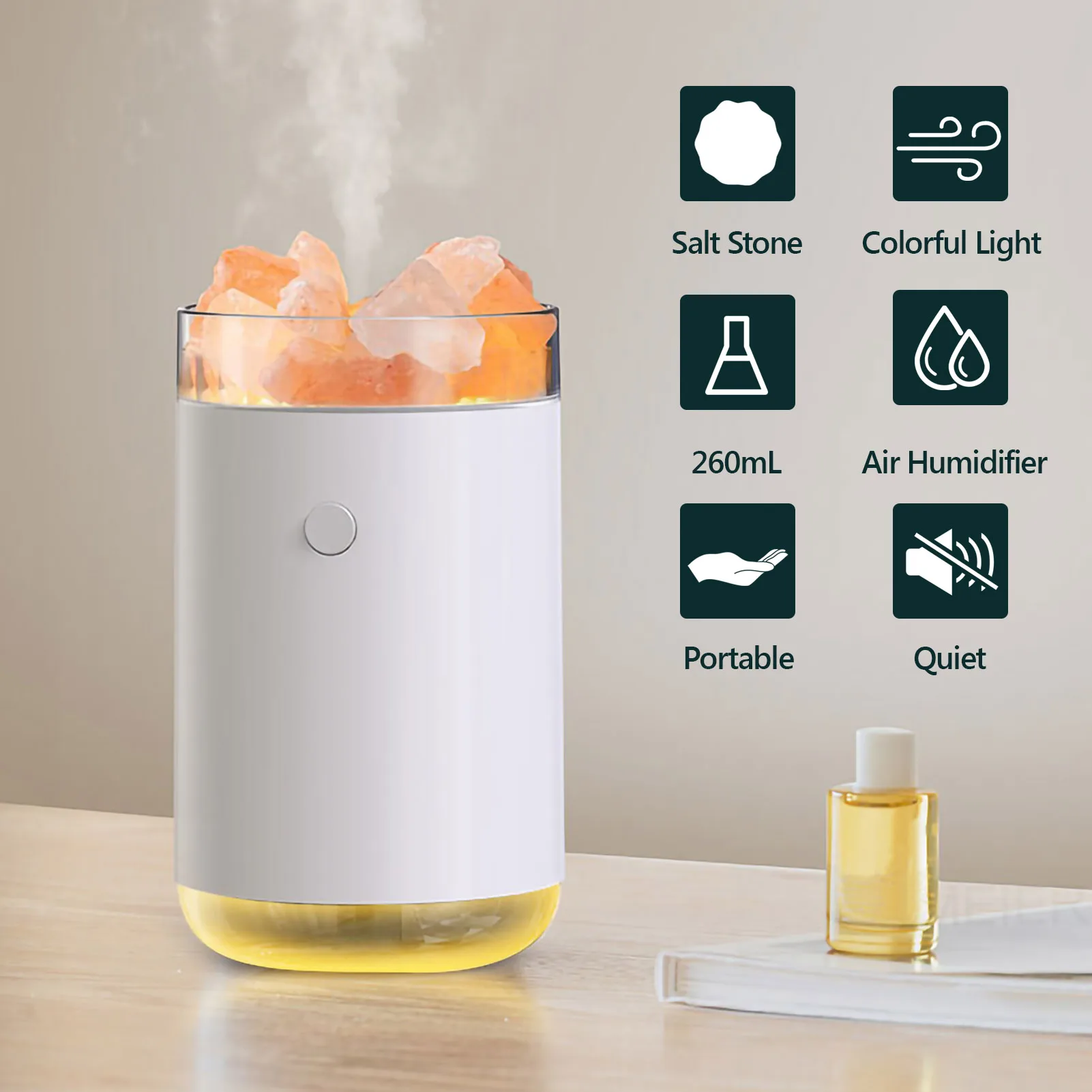 

Portable Crystal Aromatherapy Humidifier USB Aroma Essential Oil Diffuser Air Humidificador with Atmosphere Lamp Home