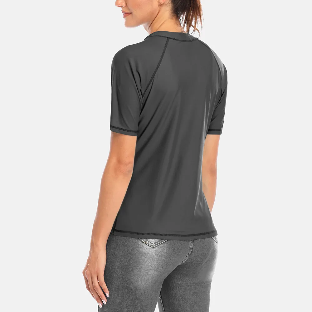 Charmleaks Женский короткий рукав Rashguard купальник с цветочным принтом купальник для серфинга Топ Rashguard UPF50+ рубашка для бега на велосипеде Рубашки