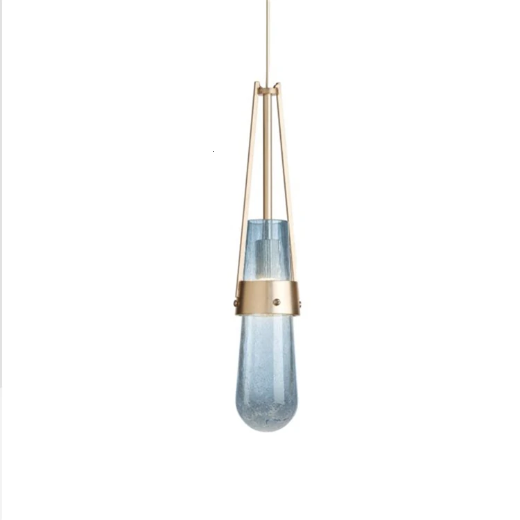 

2020 New Modern Design Pendant Lamp Blue / Amber / Transparent Glass Lantern Lighting For Home hanging lamp