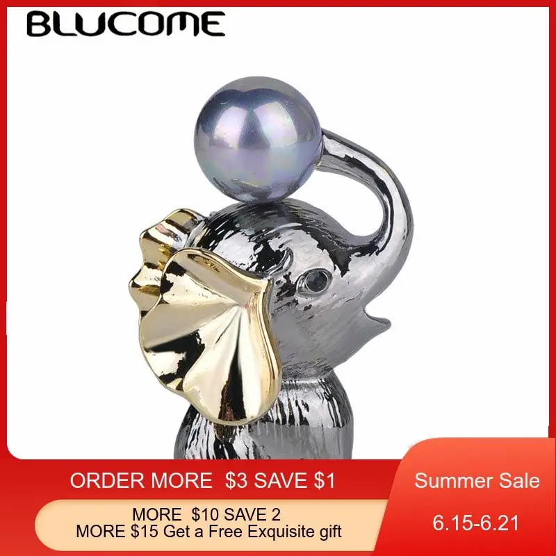 Женские и Детские Броши Blucome двухцветные в форме слона имитация жемчуга шарф