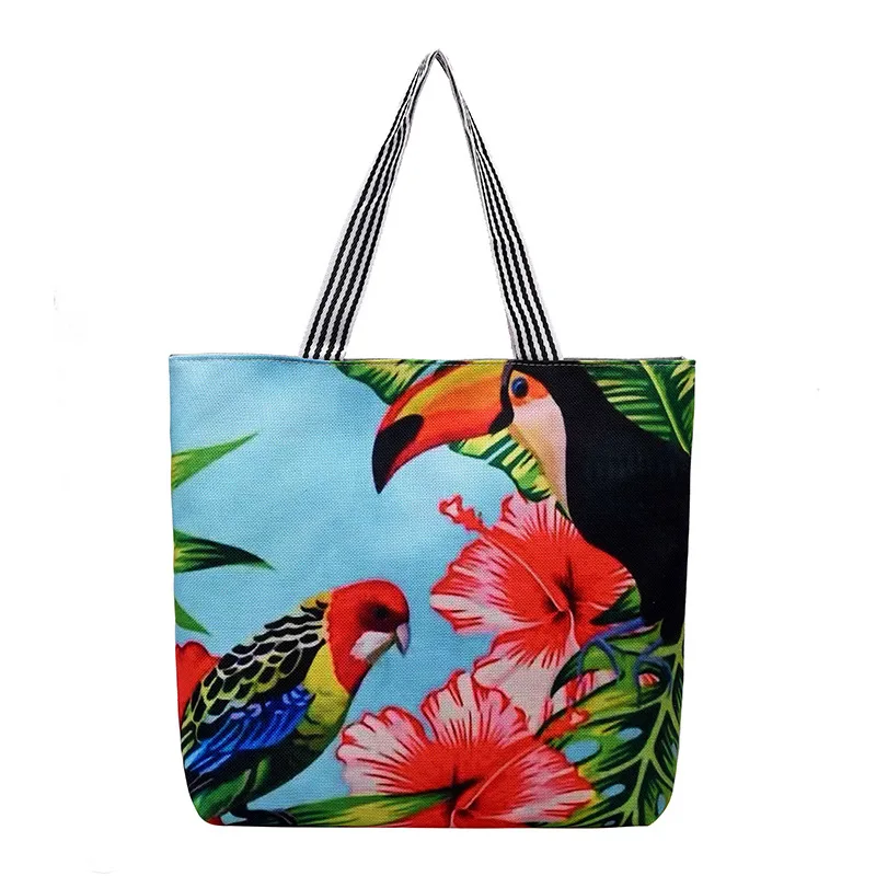 

Fashion Folding Women Big Size Handbag Tote Ladies Casual Flower Printing Canvas Graffiti Shoulder Bag Beach Bolsa Feminina