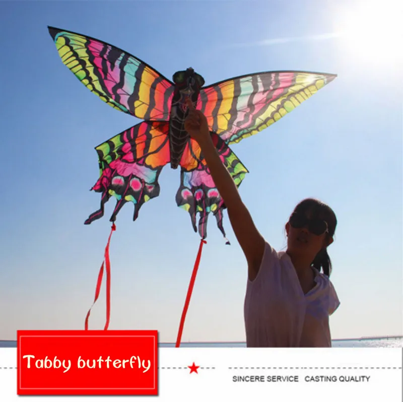 Tabby-طائرة ورقية فراشة ملونة ، ذيل طويل ، لعبة رياضية خارجية ، هدية للأطفال مع خط