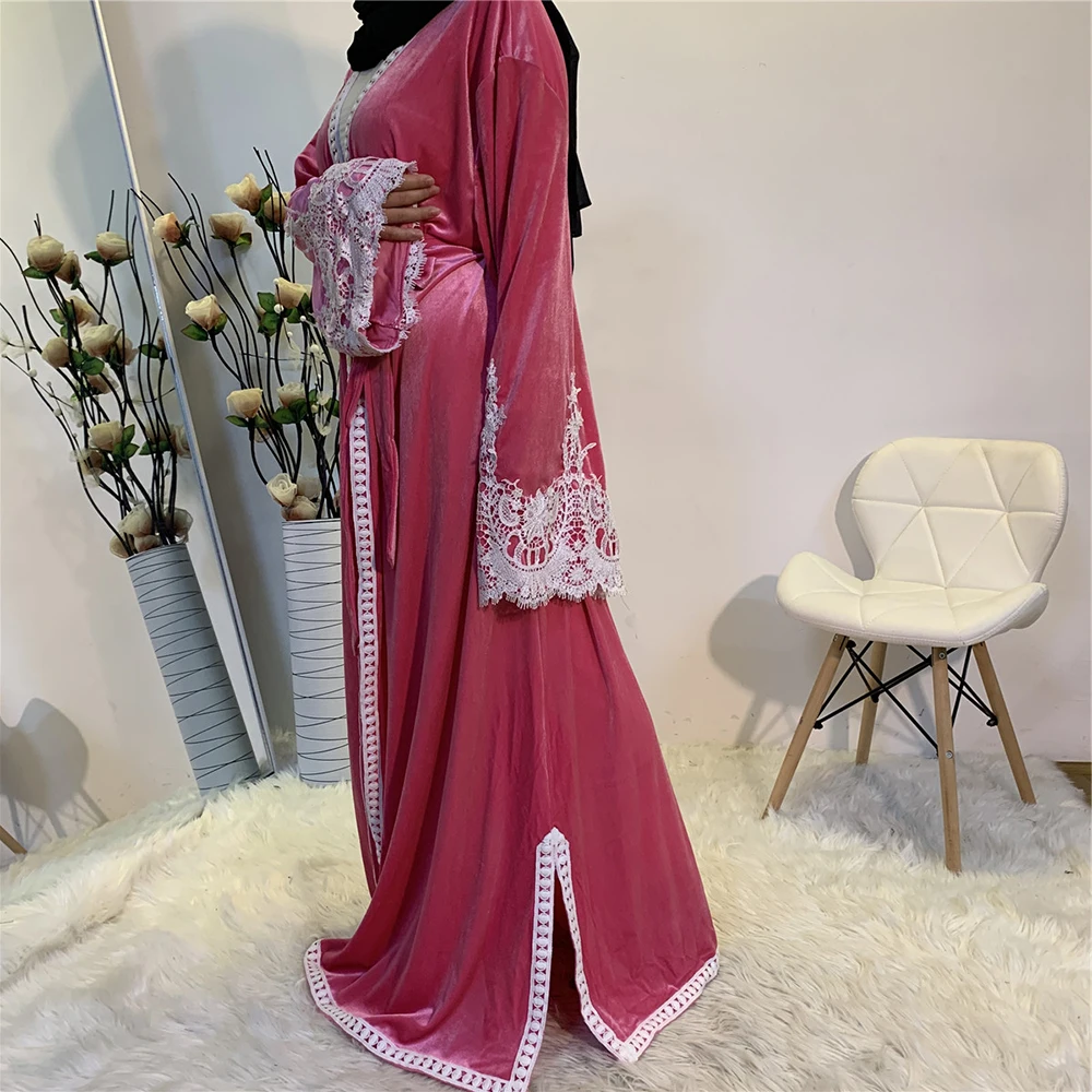 Бархатное кимоно Дубай абайя Турция хиджаб мусульманское платье кафтан