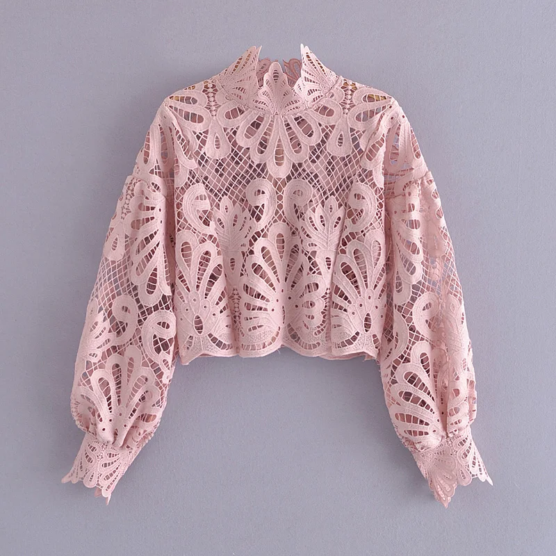 Винтажные шикарные женские топы ажурная богемная блузка рубашка женская на
