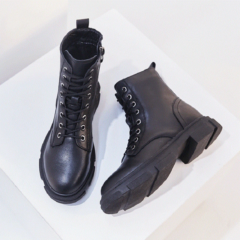 Boussac/черные ботинки на платформе и массивном каблуке в стиле панк женские Ботинки