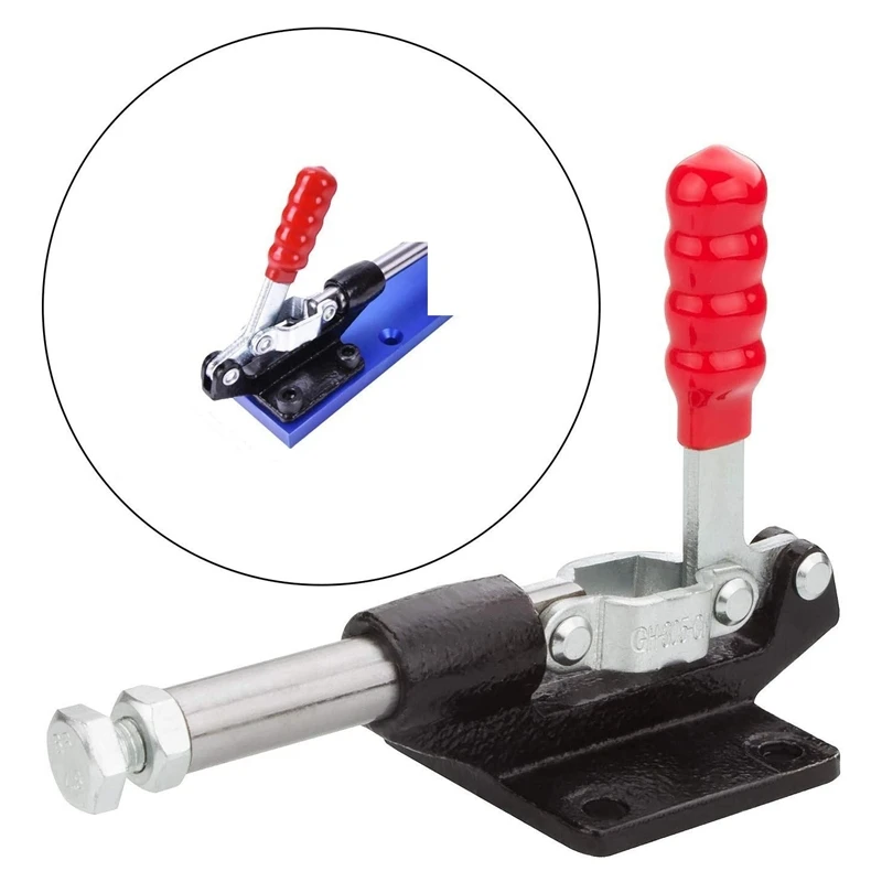 

5 Pcs 32MM Toggle Clamps 500Lbs Holding Capacity Plunger Stroke Push Pull with Flange Base Plate GH-305C Clamps