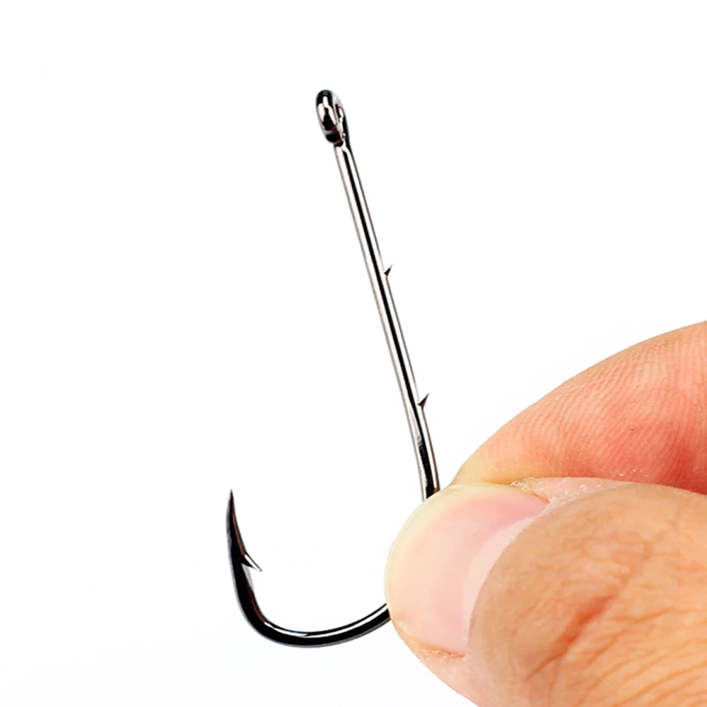 

50pcs/lot Long Shank Fishing Hook 1#-6/0# High Carbon Steel Sharp Barbed Offset Narrow Bait Hook