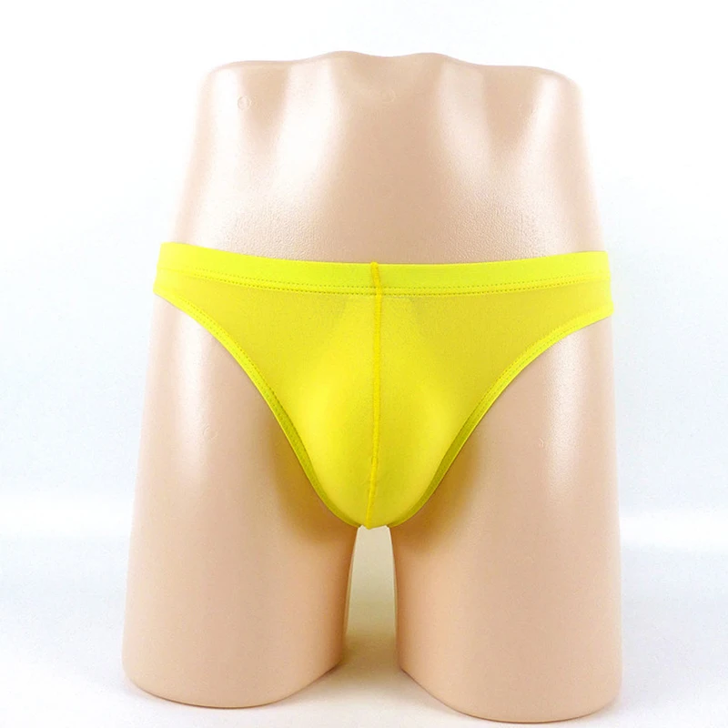 

Men's Briefs Seamless Low-rise Briefs Sexy Breathable Semi-transparent Ice Silk Underwear Solid U Bulge Underpants Male Lingerie