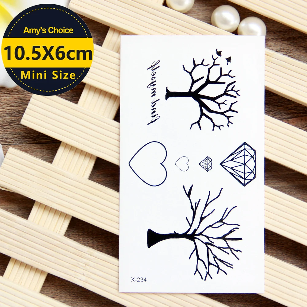 Водостойкая Временная тату-наклейка Черные деревья переводная искусственная