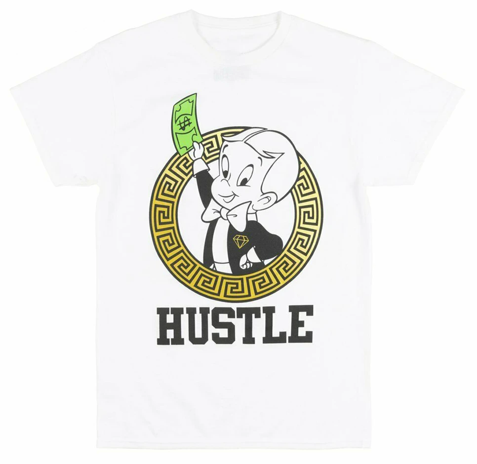 Богатенький Ричи деньги Hustle Футболка мужская белая комикс мультфильм Винтажная