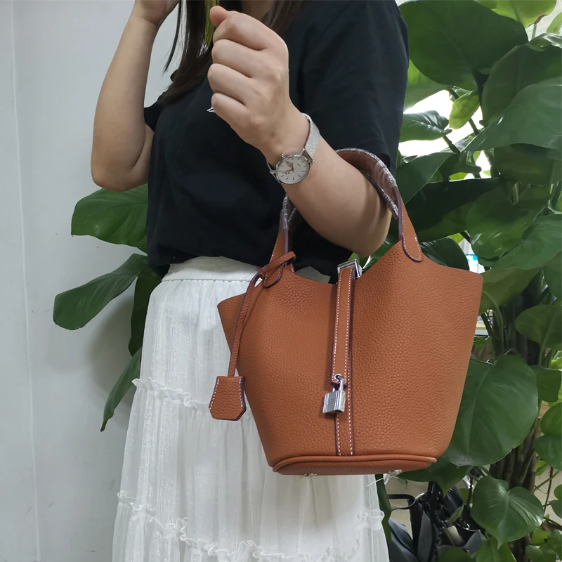 

Retro Simple Women's Bucket Bag 2021 New Luxury Fashion Solid Color Ladies Bag High-Quality Pu Leather Bucket Handbag Trend Wild