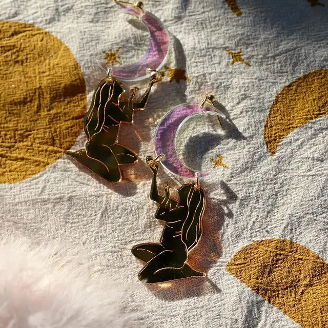 Серьги-подвески в форме богини луны виккан языческие украшения подарок